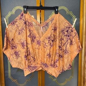 Floral Orange and Purple Women's CropTop